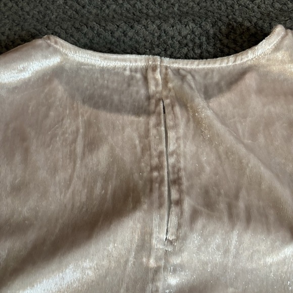 Lane Bryant Gold Metallic Shimmery Top Short  Sleeve‎ Zip Back 20 Holiday Party - Picture 8 of 8